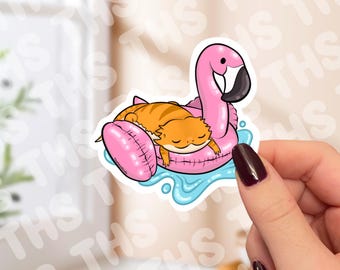 Flamingo Floaty Bearded Dragon Sticker