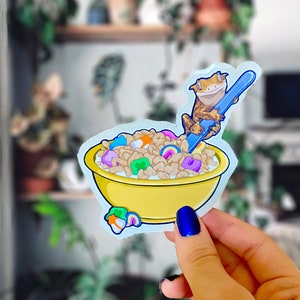 Crested Gecko Lucky Charms Sticker