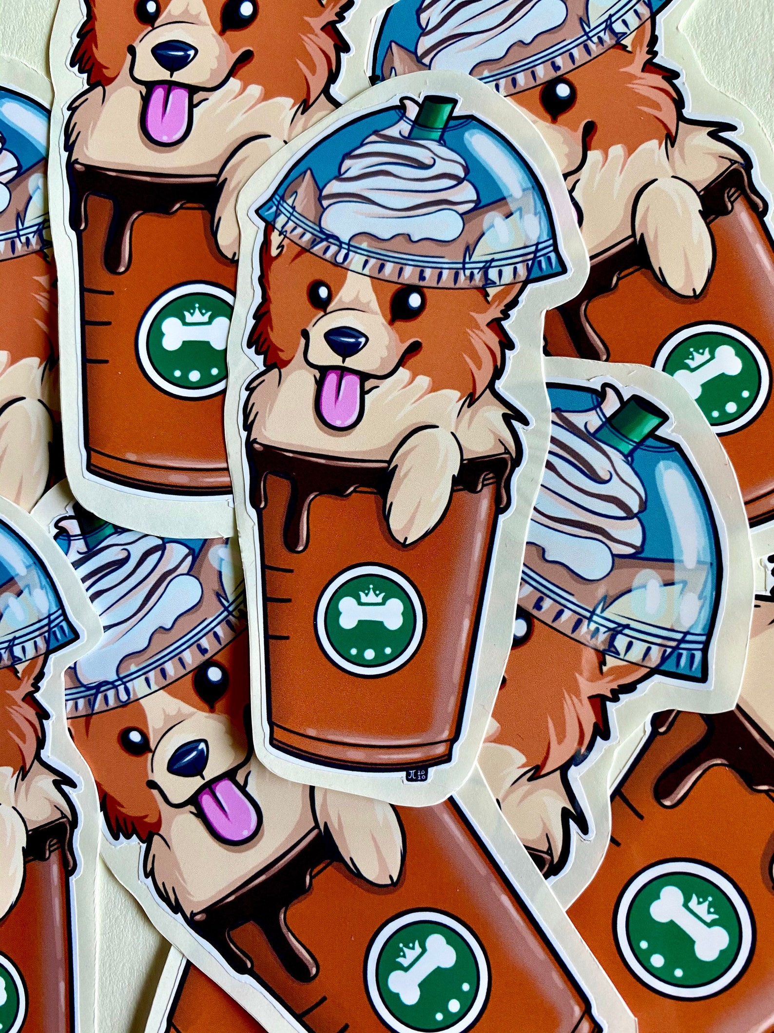 Cute Puppuccino Dog Sticker animal sticker decoration Etsy