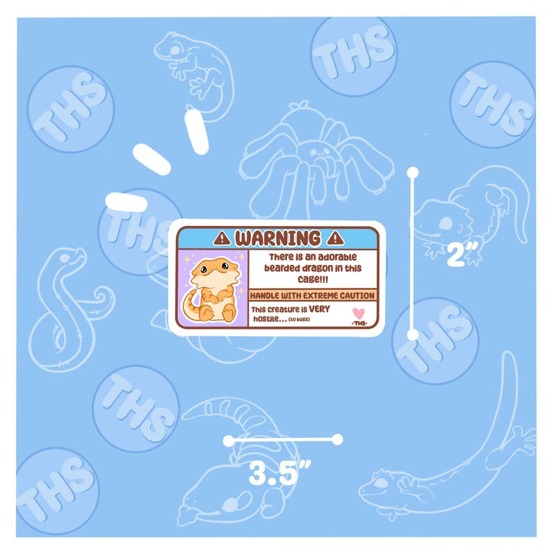 Warning Label Bearded Dragon Sticker image 2