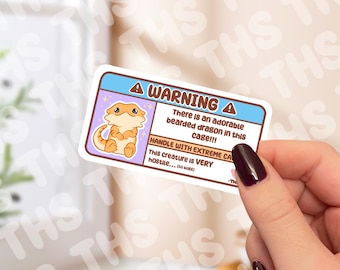 Warning Label Bearded Dragon Sticker