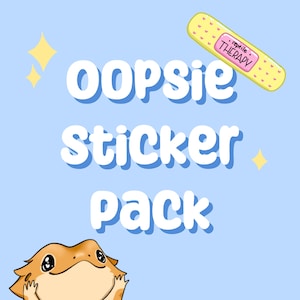 Oopsies! A pack of 3 stickers with cosmetic flaws