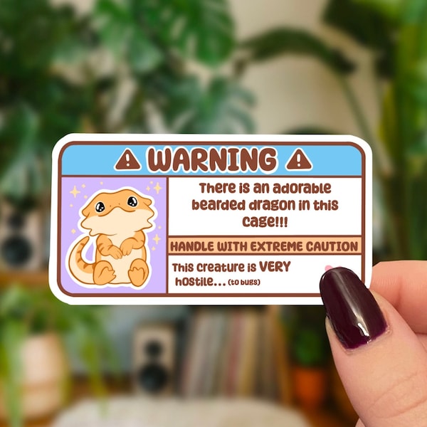 Warning Label Bearded Dragon Sticker