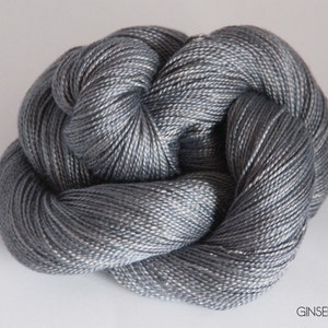 Stormy Skies Mulberry Silk Yarn, Hand Dyed Fingering Weight