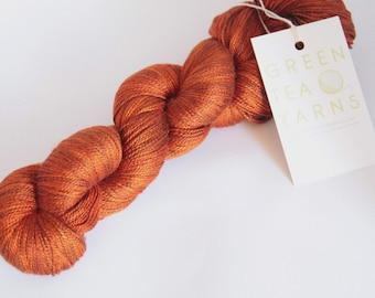 Tamarind Sunset on Ginseng heavy lace Swiss silk, 600m/100gms, dto, dye to order,