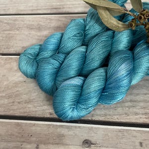 Calm Seas Mulberry Silk Yarn: Turquoise Heavy Lace Weight, 600m