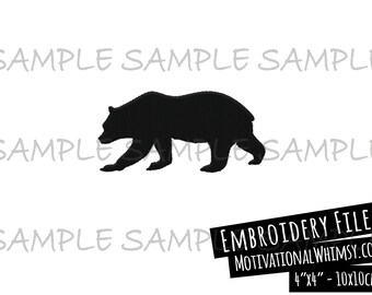 Machine Embroidery Bear 4"x4" - 10x10cm Loop / Bear Silhouette / Digital zip .pes .xxx .jef .exp .vip .dst. .hus, .vp3  Download