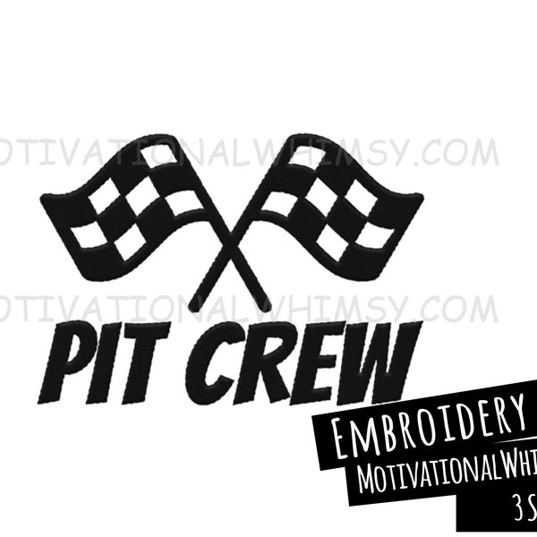 Pit Crew Machine Embroidery Files | Racing Design | Checkered Flag | Race Track Dirt Track Mechanic | Car Truck Bike Motorcycle Racer