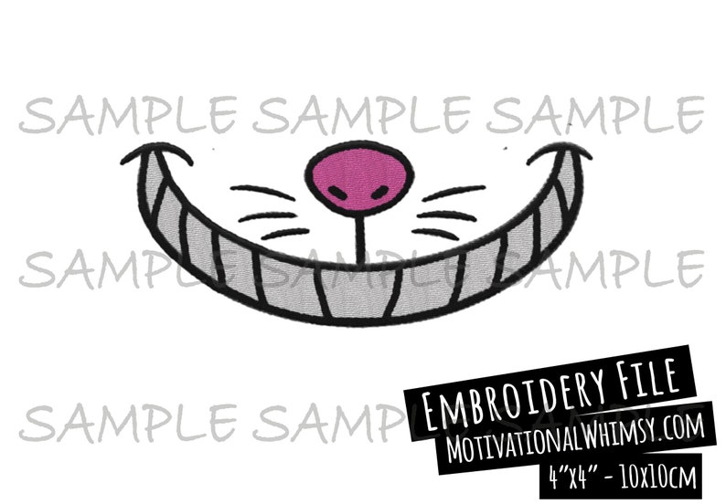 Machine Embroidery Cheshire Cat Mouth Face 4x4 Etsy