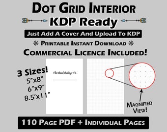 Dot Grid - KDP Ready Complete Interior Low Content Book / 3 Sizes / 5x8 6x9 8.5x11 - Includes Individual Pages / Printable Instant Download