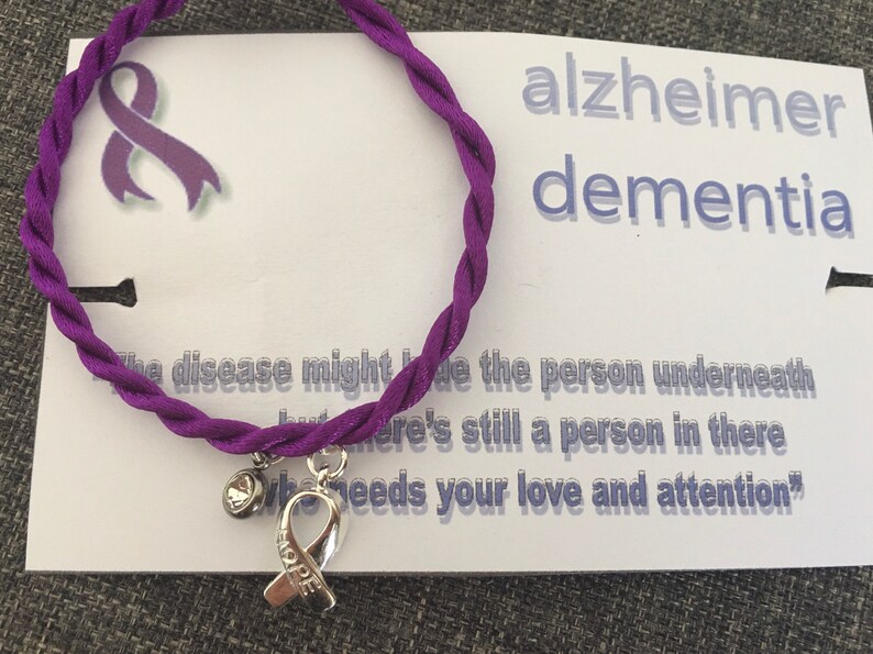 Alzheimer Dementia Awareness Bracelet, Twist Silky Satin Cord Bracelet