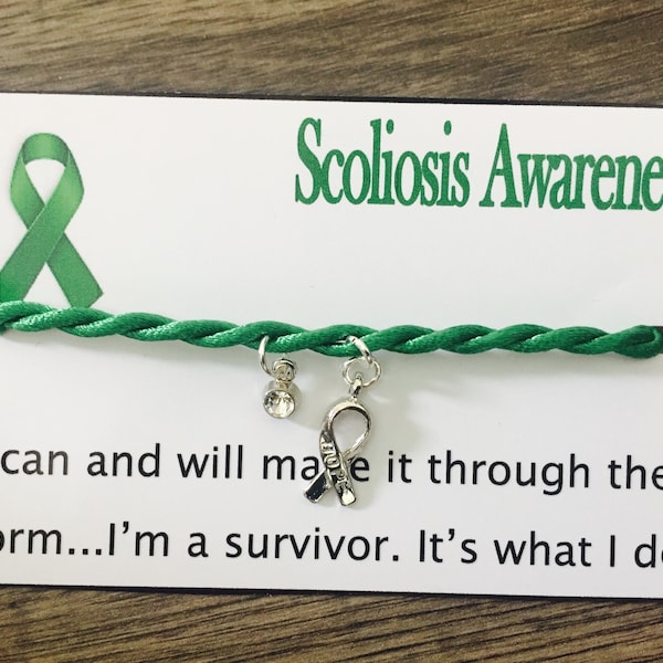 Scoliosis awareness bracelet- cord bracelet-awareness jewellery-scoliosis