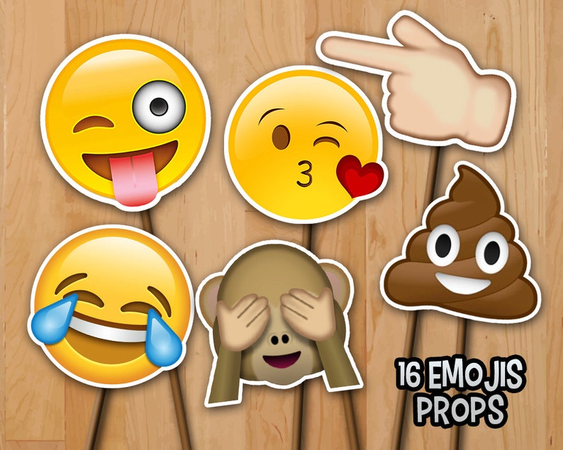 Emoji Birthday Photo Booth Props   INSTANT DOWNLOAD  16 image 0