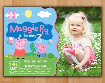 Peppa Pig Invitation - Peppa Pig Birthday Invitation - Peppa Pig Party Invite - Boy Girl Birthday Printable invite with photo