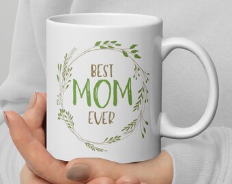 Taza con corona de flores verde primaveral, componente de cesta de regalo para el día de la madre, regalo de larga distancia para madre, M19L