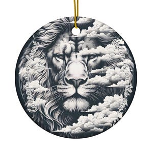 Courage Dear Heart Ceramic Ornament, CS Lewis Quote Narnia Christmas Keepsake, Lion Witch Wardrobe, Christian Encouragement, Aslan Ornament