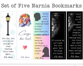 Narnia Bookmark Set of Five, Digital Download, Instant Bookmark Download, Printable Narnia Bookmarks, CS Lewis, Aslan, Edmund, Lucy