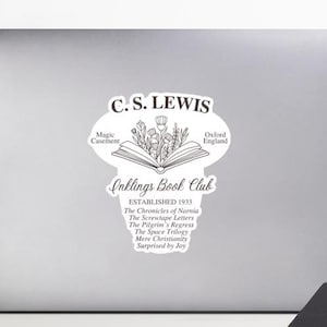 CS Lewis Book Club Sticker, Narnia Aslan Sticker, Gift for CS Lewis Fan, Bookish Gift, Christian Book Club, Librarian Gift, Oxford Inklings