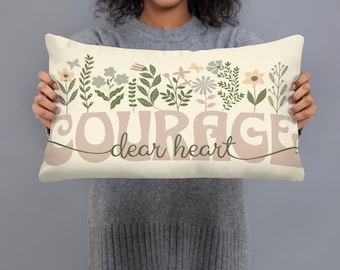 Courage Dear Heart Pillow, CS Lewis Quote Pillow, Gift for CS Lewis Fan, Aslan Narnia Pillow, Encouragement Gift