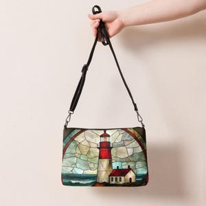 Stained Glass Light House Crossbody Bag, Faux Leather Purse, Anne Green ...