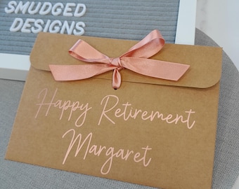 Retirement Gift Envelope, Personalised, Gift Envelopes, Cash Envelope, Retirement Gifts, Gift Voucher Envelopes, Money Wallets