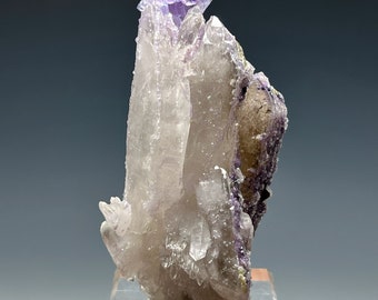 Fluorite on Quartz, Yaogangxian Mine, Yaogangxian W-Sn ore field, Yizhang Co., Chenzhou, Hunan, China