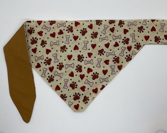 Tan Dog Paw Bandana