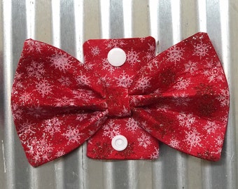 Christmas Dog Bow - Snowflakes
