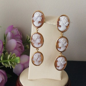 Original shell cameo earrings. Silver earrings. Sardonic cameo. Cascading cameos. Perfect cameos.