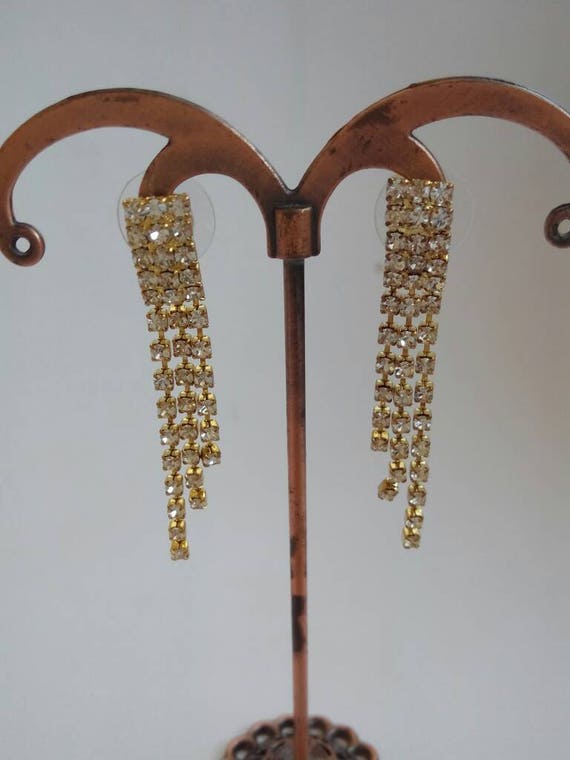 Vintage white zircon earrings. Antique earrings. A