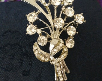 Vintage antique brooch with Swarovski crystals from the 1980s. Antique jewelry