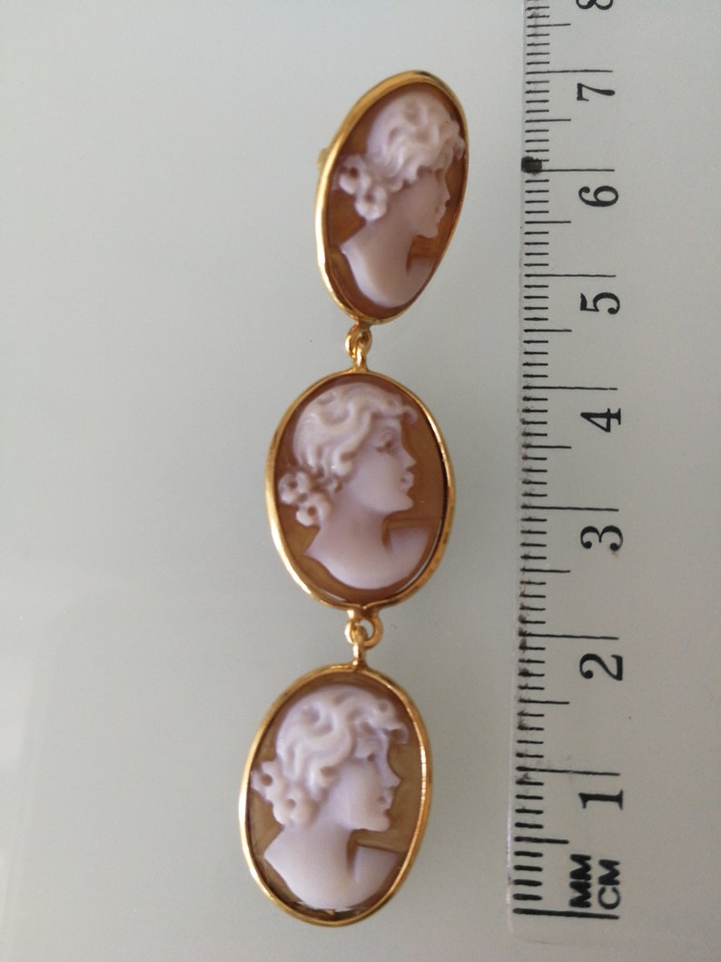 Original shell cameo earrings. Silver earrings. Sardonic cameo. Cascading cameos. Perfect cameos. image 7