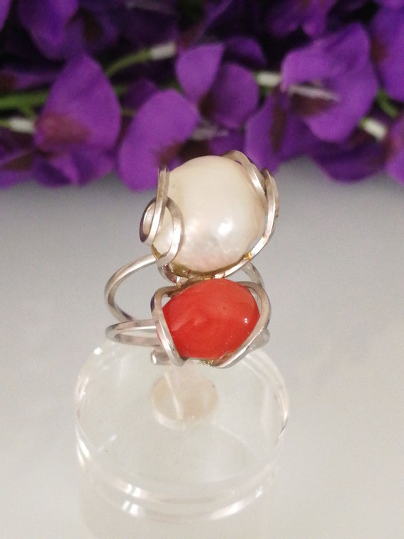 Latest Pearl & Coral Gemstone Silver Ring Manufacturer, Latest Pearl & Coral  Gemstone Silver Ring Exporter, Supplier