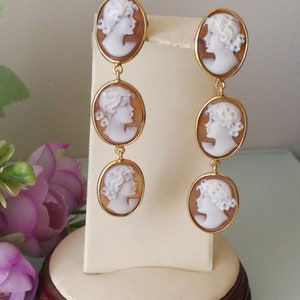 Original shell cameo earrings. Silver earrings. Sardonic cameo. Cascading cameos. Perfect cameos. image 2