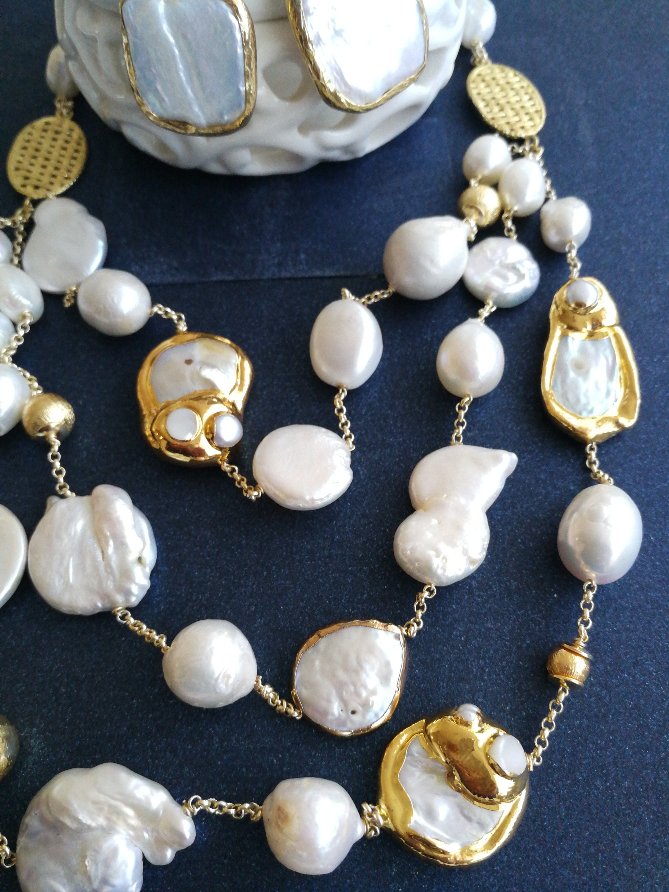 Zinx Set Di Perline Barocco Collana E Orecchini Per Le Donne Perle - Foto 8