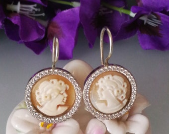 Sale Vintage Cameo Earrings Retro 12k Gold Filled Oval Carved