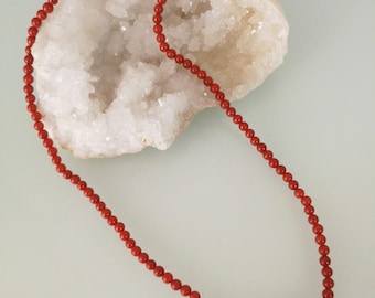 Natural red coral necklace. Women's necklace. Red coral beads.