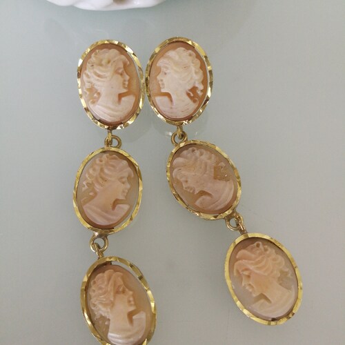 Original shell cameo earrings. Silver shops earrings. Sardonic cameo. Cascade cameos.