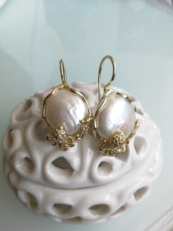 Baroque pearl earrings best sale etsy