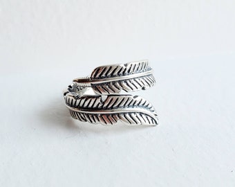 Feather Ring - Sterling Silver - Adjustable
