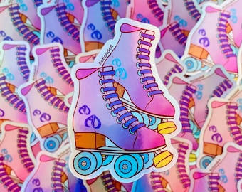 Roller Skate Vinyl Sticker | Rainbow Holographic Rollerskates Sticker | Actiondoll Stickers
