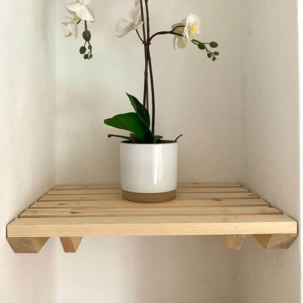 Wooden slatted shelf - storage shelves - under stairs - airing cupboard