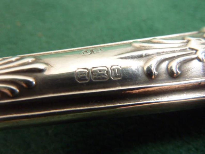 Antique John Biggin Hallmarked Silver Handle Preserve Spoon Kings ...