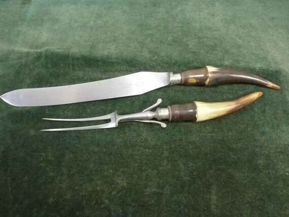 A Nice Antique W G Southern Carving Knife And Fork Horn Etsy