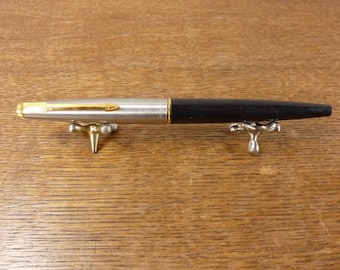 Pluma estilográfica Parker 45 vintage de acero inoxidable cepillado con detalles dorados #3