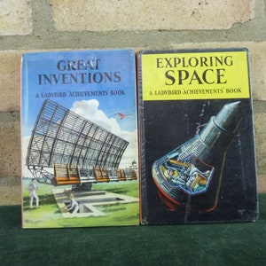 2 Vintage Ladybird livre série 601 explorer l’espace, les grandes inventions à la fois en ex