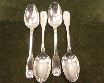 4 nice Vintage Christofle silver plated Verdome pattern 20.5cm Table Spoons