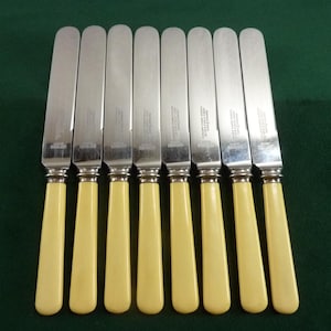 8 Nice Vintage James Ryals Dessert Side Knives Ivory Coloured
