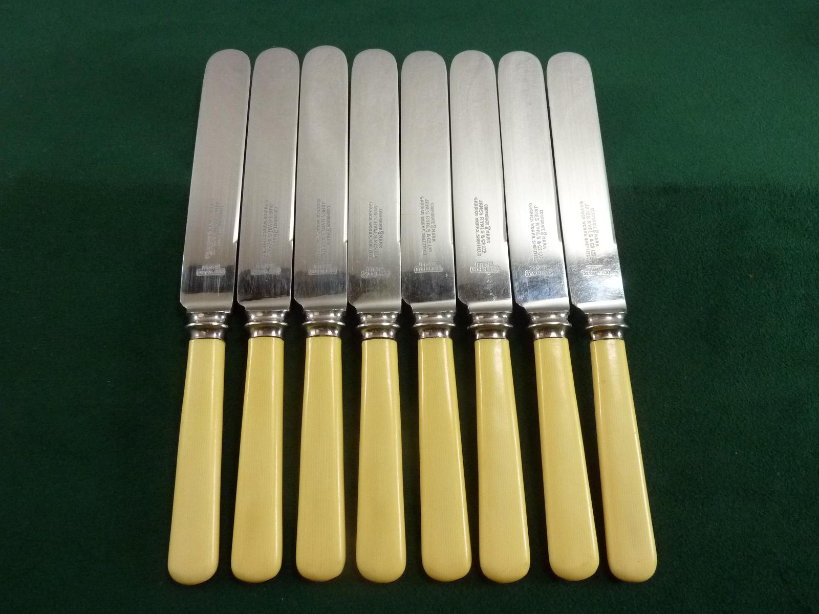 8 Nice Vintage James Ryals Dessert Side Knives Ivory Coloured