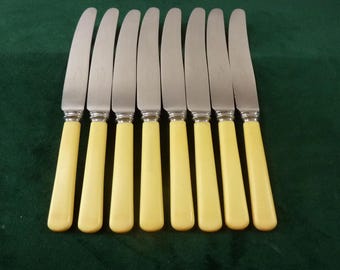 8 Nice Vintage James Ryals Dessert Side Knives Ivory Coloured